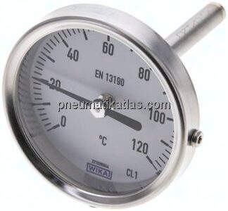 Bimetallthermometer, waagerecht D63/0 bis +120°C/63mm
