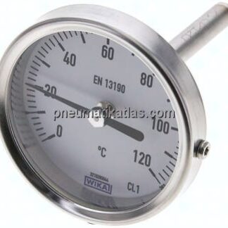 Bimetallthermometer, waagerecht D63/0 bis +120°C/63mm