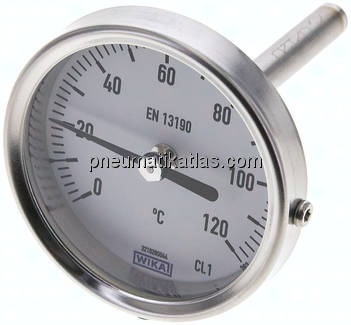 Bimetallthermometer, waagerecht D63/0 bis +120°C/63mm