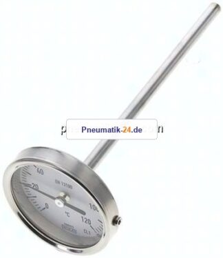 Bimetallthermometer, waagerecht D63/0 bis +120°C/160mm