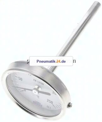 Bimetallthermometer, waagerecht D63/0 bis +250°C/100mm