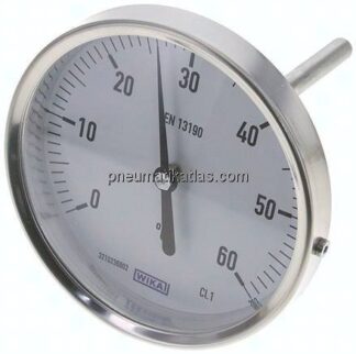 Bimetallthermometer, waagerecht D100/0 bis +60°C/100mm