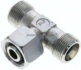 Einstellb. T-Schneidringverschraubung 14 S (M22x1,5), ohne Mutter & Schneidring, Stahl verzinkt