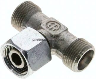 Einstellb. T-Schneidringverschraubung 14 S (M22x1,5), ohne Mutter & Schneidring, Stahl verzinkt