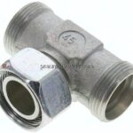 Einstellb. T-Schneidringverschraubung 28 L (M36x2), ohne Mutter & Schneidring, Stahl verzinkt