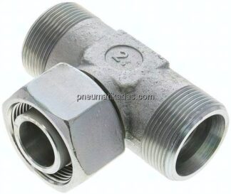 Einstellb. T-Schneidringverschraubung 30 S (M42x2), ohne Mutter & Schneidring, Stahl verzinkt