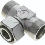 Einstellb. T-Schneidringverschraubung 38 S (M52x2), ohne Mutter & Schneidring, Stahl verzinkt