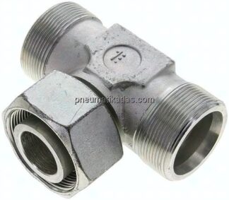 Einstellb. T-Schneidringverschraubung 38 S (M52x2), ohne Mutter & Schneidring, Stahl verzinkt