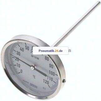 Bimetallthermometer, waagerecht D100/0 bis +120°C/200mm