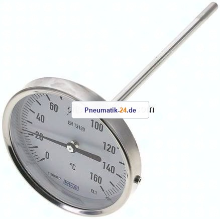 Bimetallthermometer, waagerecht D100/0 bis +160°C/200mm