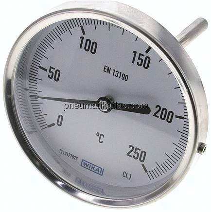 Bimetallthermometer, waagerecht D100/0 bis +250°C/100mm
