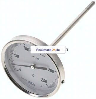 Bimetallthermometer, waagerecht D100/0 bis +250°C/200mm