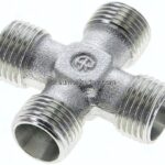 Kreuz-Schneidringverschraubung 10 L (M16x1,5), ohne Mutter & Schneidring, Stahl verzinkt