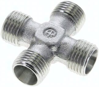 Kreuz-Schneidringverschraubung 10 L (M16x1,5), ohne Mutter & Schneidring, Stahl verzinkt