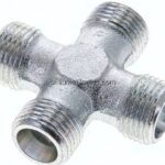 Kreuz-Schneidringverschraubung 10 S (M18x1,5), ohne Mutter & Schneidring, Stahl verzinkt