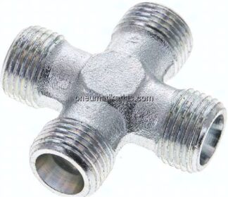 Kreuz-Schneidringverschraubung 10 S (M18x1,5), ohne Mutter & Schneidring, Stahl verzinkt