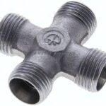 Kreuz-Schneidringverschraubung 12 L (M18x1,5), ohne Mutter & Schneidring, Stahl verzinkt