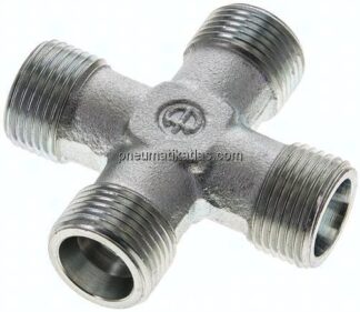 Kreuz-Schneidringverschraubung 12 S (M20x1,5), ohne Mutter & Schneidring, Stahl verzinkt