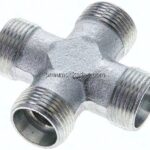 Kreuz-Schneidringverschraubung 15 L (M22x1,5), ohne Mutter & Schneidring, Stahl verzinkt