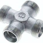 Kreuz-Schneidringverschraubung 18 L (M26x1,5), ohne Mutter & Schneidring, Stahl verzinkt