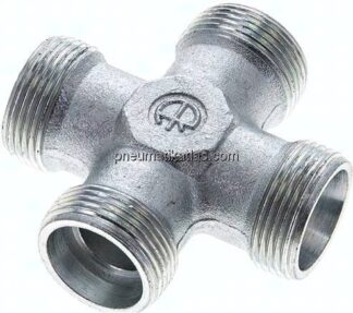 Kreuz-Schneidringverschraubung 18 L (M26x1,5), ohne Mutter & Schneidring, Stahl verzinkt