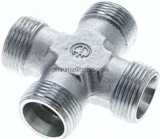 Kreuz-Schneidringverschraubung 20 S (M30x2), ohne Mutter & Schneidring, Stahl verzinkt