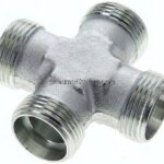 Kreuz-Schneidringverschraubung 22 L (M30x2), ohne Mutter & Schneidring, Stahl verzinkt