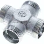 Kreuz-Schneidringverschraubung 28 L (M36x2), ohne Mutter & Schneidring, Stahl verzinkt