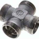 Kreuz-Schneidringverschraubung 35 L (M45x2), ohne Mutter & Schneidring, Stahl verzinkt