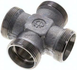 Kreuz-Schneidringverschraubung 35 L (M45x2), ohne Mutter & Schneidring, Stahl verzinkt