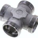 Kreuz-Schneidringverschraubung 42 L (M52x2), ohne Mutter & Schneidring, Stahl verzinkt