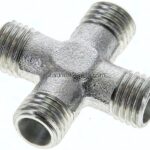 Kreuz-Schneidringverschraubung 6 L (M12x1,5), ohne Mutter & Schneidring, Stahl verzinkt