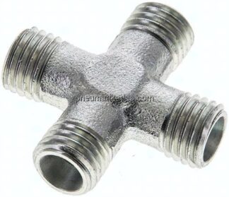 Kreuz-Schneidringverschraubung 6 L (M12x1,5), ohne Mutter & Schneidring, Stahl verzinkt