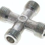 Kreuz-Schneidringverschraubung 6 S (M14x1,5), ohne Mutter & Schneidring, Stahl verzinkt