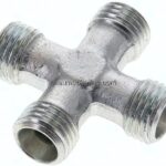 Kreuz-Schneidringverschraubung 8 L (M14x1,5), ohne Mutter & Schneidring, Stahl verzinkt