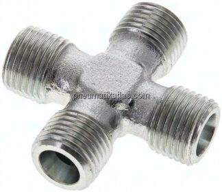Kreuz-Schneidringverschraubung 8 S (M16x1,5), ohne Mutter & Schneidring, Stahl verzinkt