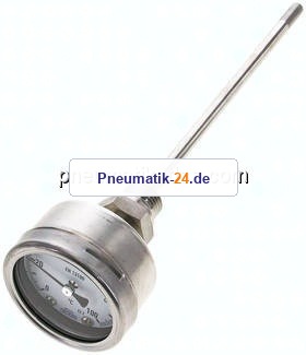 Bimetallthermometer, waagerecht D63/0 bis +100°C/200mm