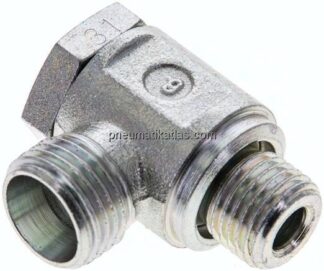 Winkel-Schwenkverschraubung G 1/4"-10 L (M16x1,5), ohne Mutter & Schneidring, Stahl verzinkt