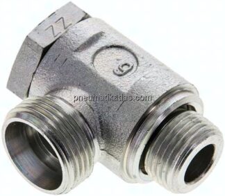 Winkel-Schwenkverschraubung M 18x1,5-15 L (M22x1,5), ohne Mutter & Schneidring, Stahl verzinkt