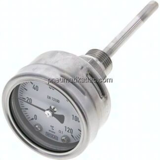 Bimetallthermometer, waagerecht D63/0 bis +120°C/100mm