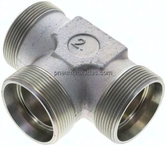 T-Schneidringverschraubung 42 L (M52x2), ohne Mutter & Schneidring, Stahl verzinkt