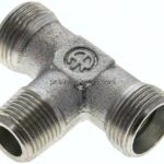 T-Schneidringverschraubung M 18x1,5 (konisch)-15 L (M22x1,5), ohne Mutter & Schneidring, Stahl verzi