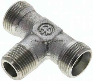 T-Schneidringverschraubung M 18x1,5 (konisch)-15 L (M22x1,5), ohne Mutter & Schneidring, Stahl verzi