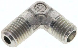 Winkel-Schneidringverschraub. M 8x1 (konisch)-4 LL (M8x1), ohne Mutter & Schneidring, Stahl verzinkt
