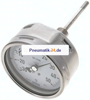 Bimetallthermometer, waagerecht D100/-30 bis +50°C/100mm