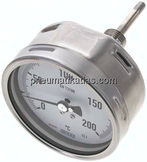 Bimetallthermometer, waagerecht D100/0 bis +200°C/63mm
