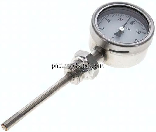 Bimetallthermometer, senkrecht D63/0 bis +60°C/100mm
