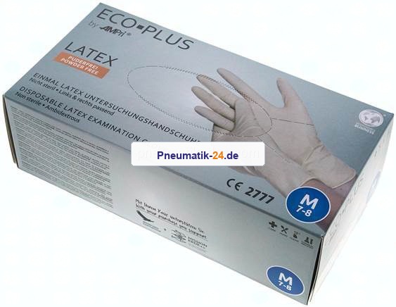 Latex-Einmalhandschuhe, puderfrei, natur, M, 100er Box