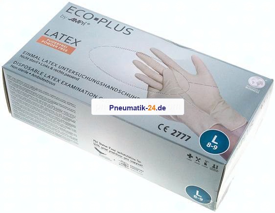 Latex-Einmalhandschuhe, puderfrei, natur, L, 100er Box