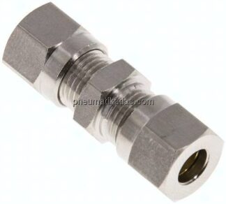 Gerade Schneidringverschraubung 6 LL (M10x1), Messing vernickelt